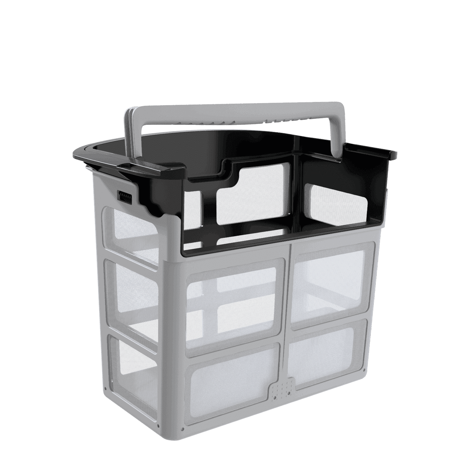 Beatbot dual filter basket removed from an AquaSense Pro for rinsing