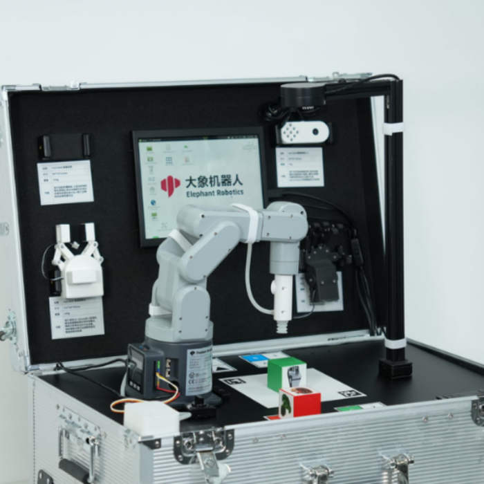 Elephant Robotics Portable AI Educational WorkStation set up for a full class