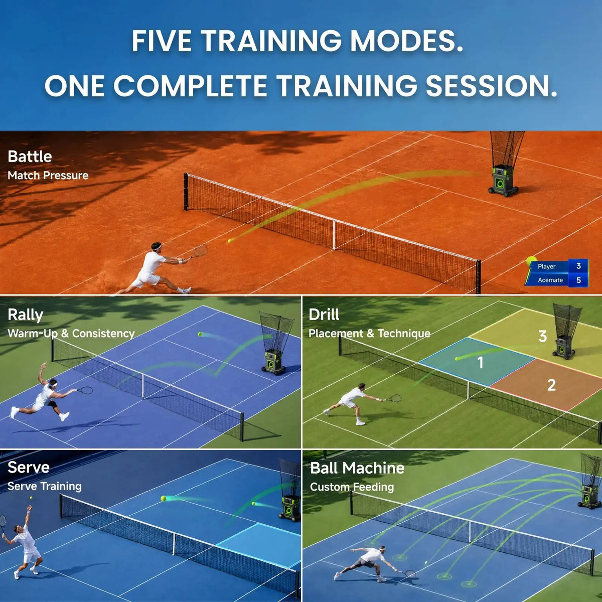 Acemate S10 Pro AI tennis robot on court