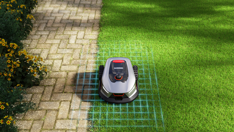Sunseeker Elite X4 robotic lawn mower, Edge-Reach cutting along a border