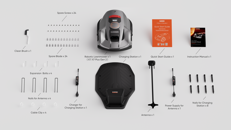 Sunseeker Elite X7 Plus Gen 2 robotic lawn mower, what is in the box