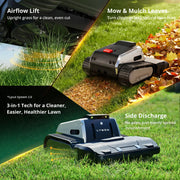 Lymow One Plus airflow lift, leaf mulching and side discharge — 3-in-1 cutting technology