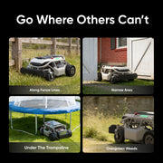 Mowrator S1 2WD maneuvering along fences, narrow areas, and under trampolines