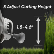Mowrator S1 cutting height settings from 1.8 to 4.6 inches