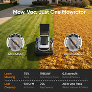 Mowrator S1 4WD mowing and vacuuming autumn leaves