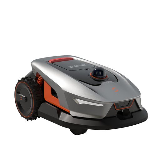 Sunseeker Elite X4 robotic lawn mower, studio view on white