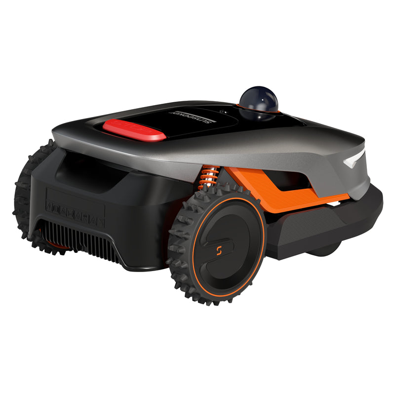 Sunseeker Elite X4 robotic lawn mower, studio view on white