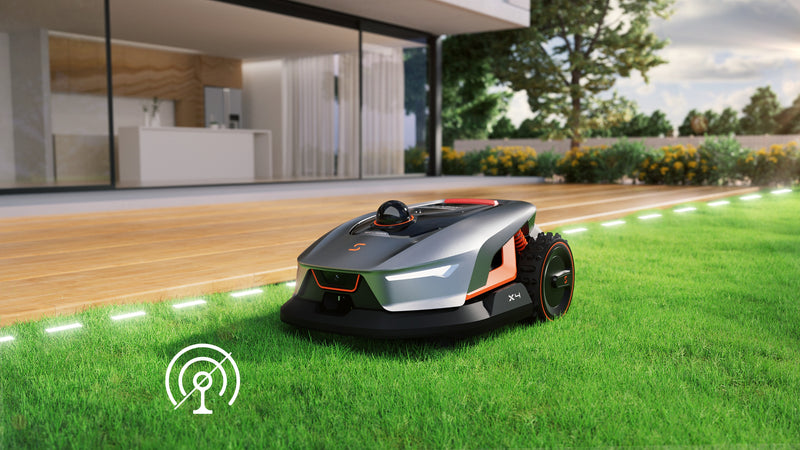 Sunseeker Elite X4 robotic lawn mower, Drop and Go setup with no wire and no antenna
