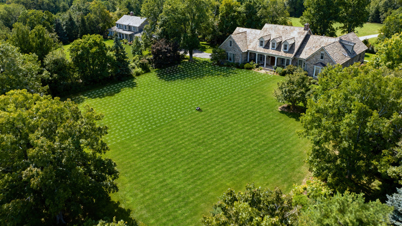 Sunseeker Elite X4 robotic lawn mower, intelligent path planning with striped results