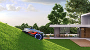 Sunseeker Elite X4 robotic lawn mower, climbing a slope