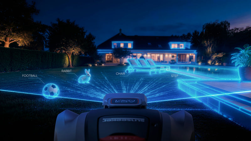 Sunseeker Elite X5 Gen 2 robotic lawn mower, Vision AI 2.0 day and night cameras