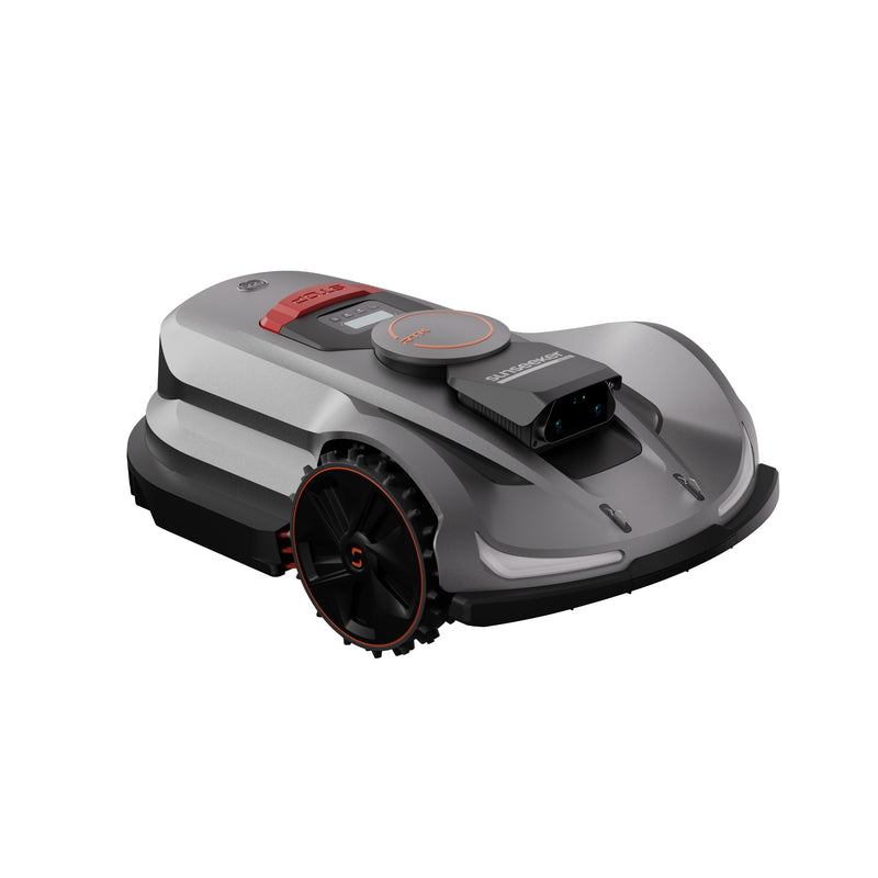 Sunseeker Elite X7 Gen 2 robotic lawn mower, front three-quarter view on white