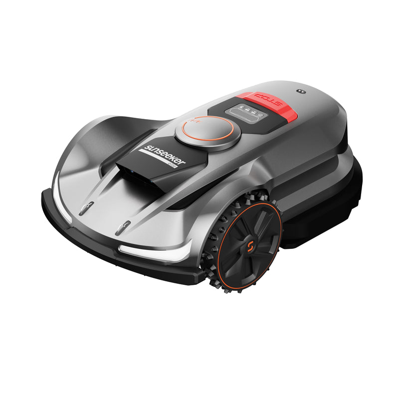 Sunseeker Elite X7 Pro robotic lawn mower, studio view on white
