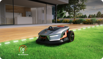 Sunseeker X4 with 360-degree 3D LiDAR mowing beside a house