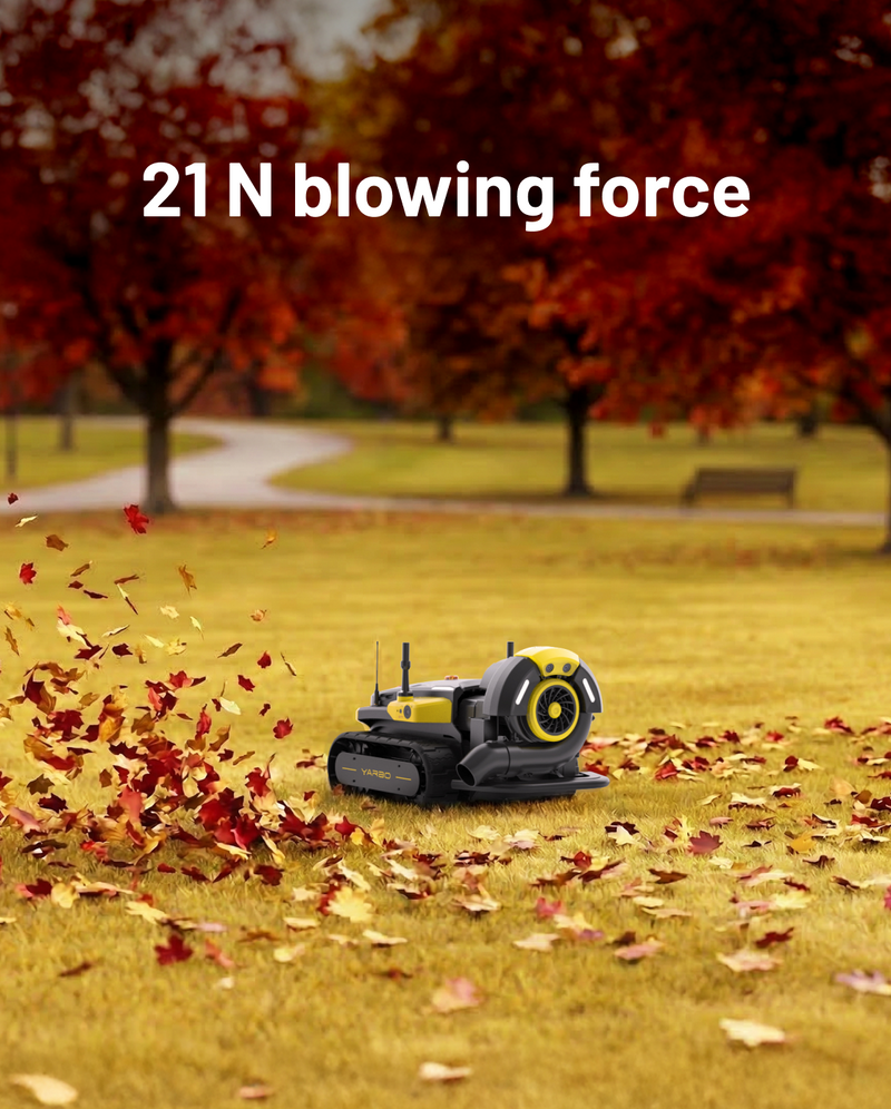 Yarbo Blower Module with 21 N blowing force clearing leaves