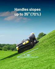 Yarbo Blower Module handling slopes up to 35 degrees (70 percent)