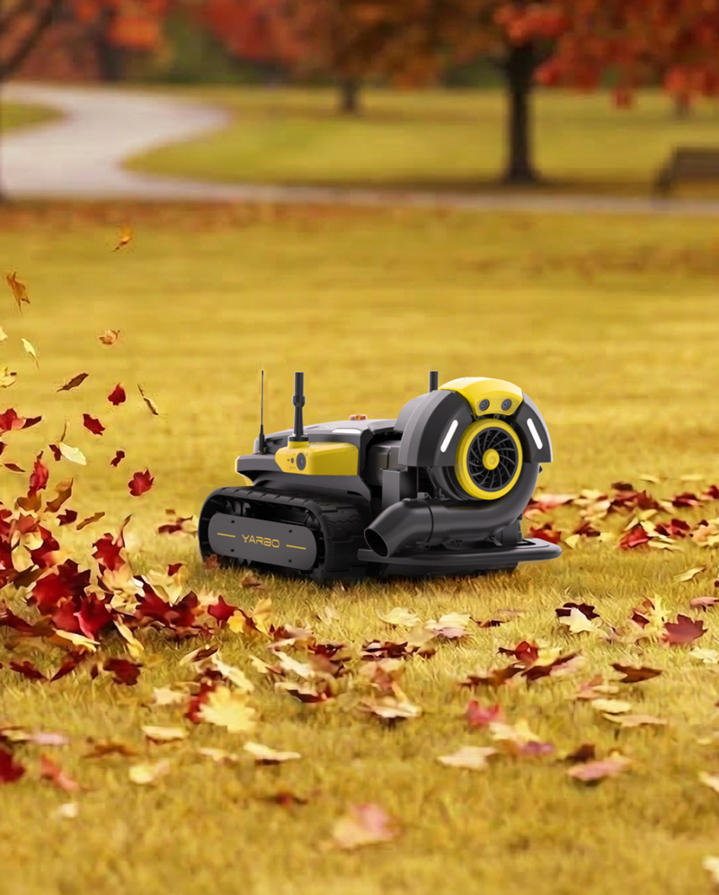 Yarbo Blower clearing autumn leaves