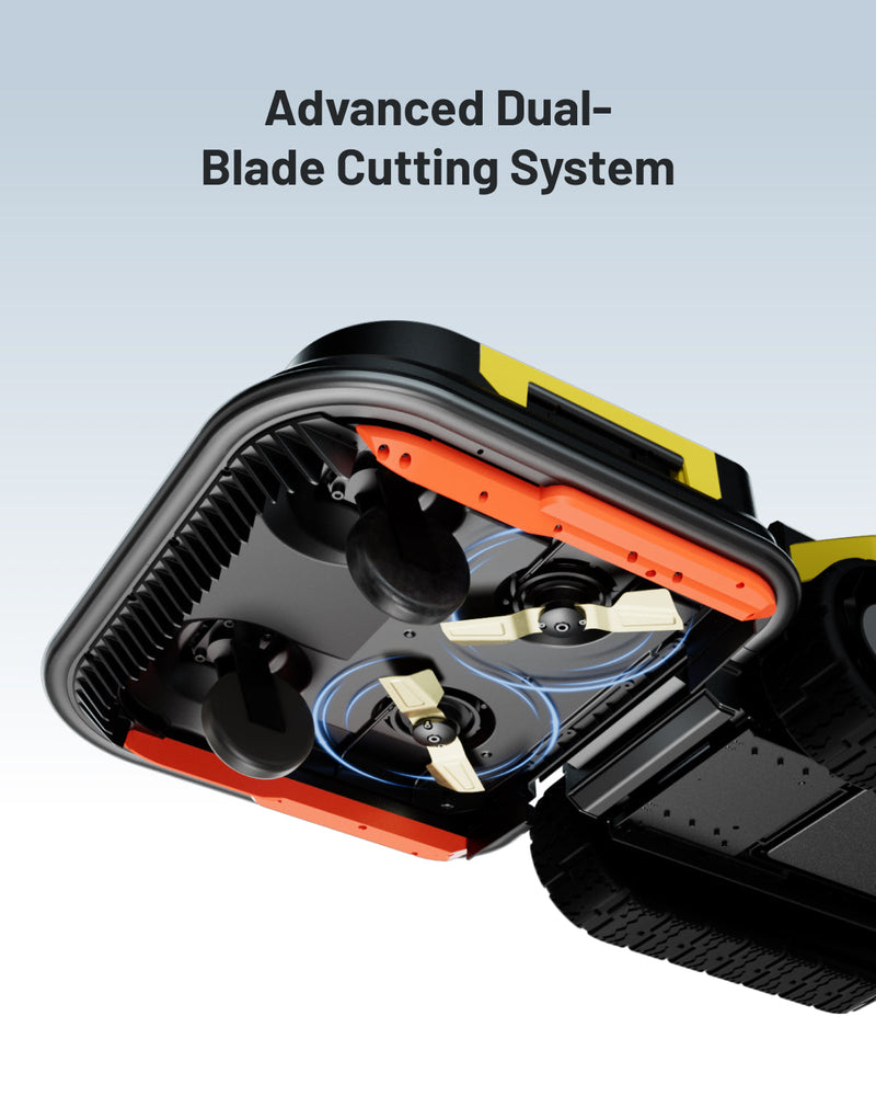 Yarbo Lawn Mower Pro Module underside with dual-blade cutting system