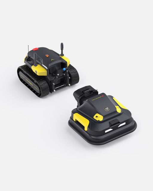 Yarbo Core and Lawn Mower Pro Module shown separately before attachment