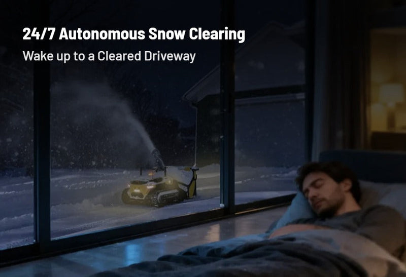 Yarbo Snow Blower feature: 24/7 autonomous snow clearing. Wake up to a cleared driveway.