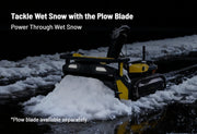 Yarbo Snow Blower feature: tackle wet snow with the plow blade. Plow blade available separately.