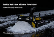 Yarbo Snow Blower Module feature: tackle wet snow with the plow blade. Plow blade available separately.